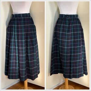 Vintage 80's Lee David Collection High Waist Plaid Tartan Midi Skirt Small